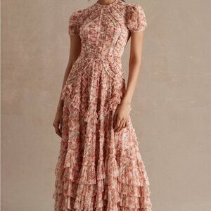Mac Duggal Pink Floral Maxi Dress 8